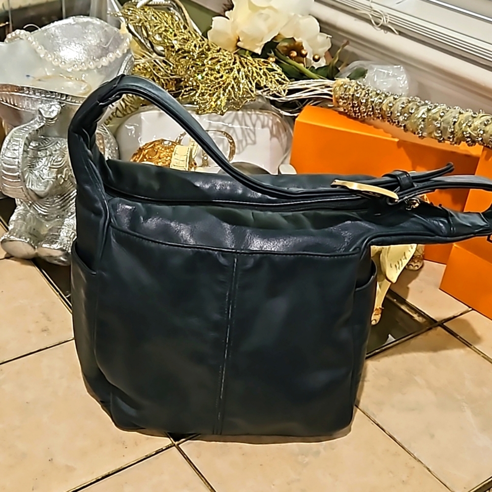 EUC SAS LEATHER HANDBAG - NAVY, EUC